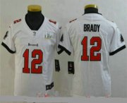 Wholesale Cheap Youth Tampa Bay Buccaneers #12 Tom Brady White 2021 Super Bowl LV Vapor Untouchable Stitched Nike Limited NFL Jersey