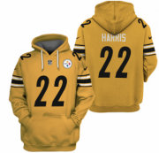 Wholesale Cheap Men's Yellow Pittsburgh Steelers #22 Najee Harris 2021 Pullover Hoodie