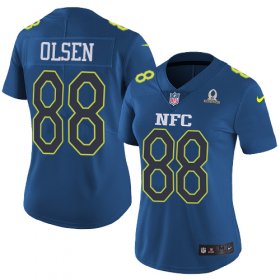 Wholesale Cheap Nike Panthers #88 Greg Olsen Navy Women\'s Stitched NFL Limited NFC 2017 Pro Bowl Jersey