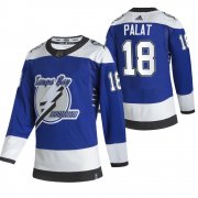 Wholesale Cheap Tampa Bay Lightning #18 Ondrej Palat Blue Men's Adidas 2020-21 Reverse Retro Alternate NHL Jersey