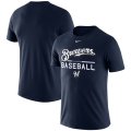 Wholesale Cheap Milwaukee Brewers Nike Wordmark Practice T-Shirt Navy