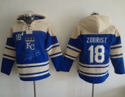 Wholesale Cheap Royals #18 Ben Zobrist Light Blue Sawyer Hooded Sweatshirt MLB Hoodie
