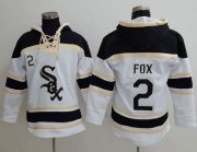 Wholesale Cheap White Sox #2 Nellie Fox White Sawyer Hooded Sweatshirt MLB Hoodie