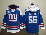 Wholesale Men's New York Giants #56 Lawrence Taylor Blue Lace-Up Pullover Hoodie