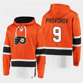 Wholesale Cheap Men\'s Philadelphia Flyers #9 Ivan Provorov Orange All Stitched Sweatshirt Hoodie
