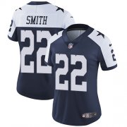 Wholesale Cheap Nike Cowboys #22 Emmitt Smith Navy Blue Thanksgiving Women's Stitched NFL Vapor Untouchable Limited Throwback Jersey