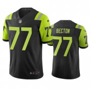 Wholesale Cheap New York Jets #77 Mekhi Becton Men's Nike Black Green City Edition Vapor Limited Jersey
