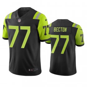 Wholesale Cheap New York Jets #77 Mekhi Becton Men\'s Nike Black Green City Edition Vapor Limited Jersey