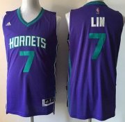 Wholesale Cheap Men's Charlotte Hornets #7 Jeremy Lin Revolution 30 Swingman 2015 New Purple Jersey
