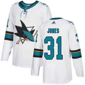 Wholesale Cheap Adidas Sharks #31 Martin Jones White Road Authentic Stitched Youth NHL Jersey