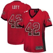 Wholesale Cheap Nike 49ers #42 Ronnie Lott Red Team Color Women's Stitched NFL Elite Drift Fashion Jersey
