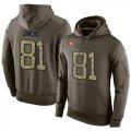 Wholesale Cheap NFL Men's Nike San Francisco 49ers #81 Terrell Owens Stitched Green Olive Salute To Service KO Performance Hoodie