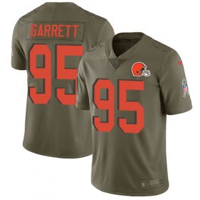 Wholesale Cheap Nike Browns #95 Myles Garrett Olive Men\'s Stitched NFL Limited 2017 Salute To Service Jersey