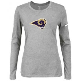 Wholesale Cheap Women\'s Nike Los Angeles Rams Of The City Long Sleeve Tri-Blend NFL T-Shirt Light Grey