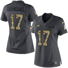 Wholesale Cheap Nike Eagles #17 Harold Carmichael Black Women\'s Stitched NFL Limited 2016 Salute to Service Jersey