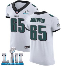 Wholesale Cheap Nike Eagles #65 Lane Johnson White Super Bowl LII Men\'s Stitched NFL Vapor Untouchable Elite Jersey