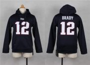 Wholesale Cheap Nike Patriots #12 Tom Brady Navy Blue Youth Player NFL Hoodie
