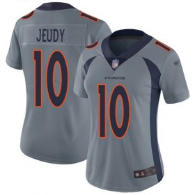 Wholesale Cheap Nike Broncos #10 Jerry Jeudy Gray Women\'s Stitched NFL Limited Inverted Legend Jersey