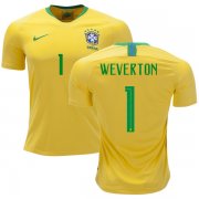 Wholesale Cheap Brazil #1 Weverton Home Soccer Country Jersey