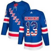 Wholesale Cheap Adidas Rangers #13 Sergei Nemchinov Royal Blue Home Authentic USA Flag Stitched NHL Jersey