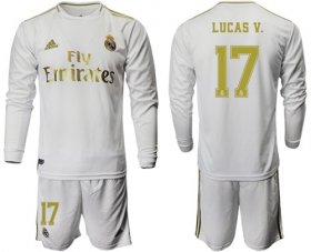 Wholesale Cheap Real Madrid #17 Lucas V. White Home Long Sleeves Soccer Club Jersey