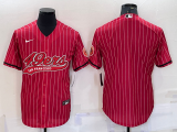 Wholesale Cheap Men's San Francisco 49ers Blank Red Pinstripe With Patch Cool Base Stitched Baseball Jersey