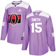 Wholesale Cheap Adidas Senators #15 Zack Smith Purple Authentic Fights Cancer Stitched NHL Jersey