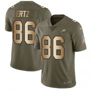 Wholesale Cheap Nike Eagles #86 Zach Ertz Olive/Gold Youth Stitched NFL Limited 2017 Salute to Service Jersey