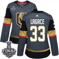 Wholesale Cheap Adidas Golden Knights #33 Maxime Lagace Grey Home Authentic 2018 Stanley Cup Final Women's Stitched NHL Jersey