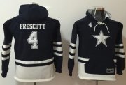 Wholesale Cheap Nike Cowboys #4 Dak Prescott Navy/White Youth Name & Number Pullover NFL Hoodie