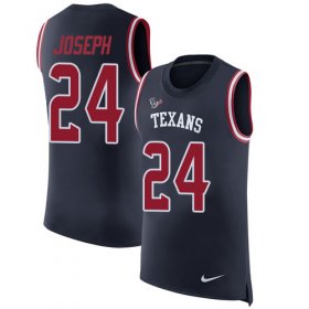 Wholesale Cheap Nike Texans #24 Johnathan Joseph Navy Blue Team Color Men\'s Stitched NFL Limited Rush Tank Top Jersey
