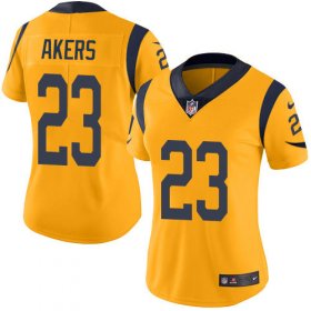 Wholesale Cheap Nike Rams #23 Cam Akers Gold Women\'s Stitched NFL Limited Rush Jersey