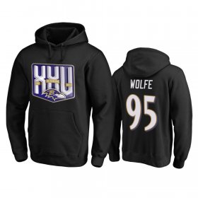 Wholesale Cheap Baltimore Ravens #95 Derek Wolfe Men\'s Black Team 25th Season Pullover Hoodie