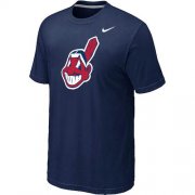 Wholesale Cheap MLB Cleveland Indians Heathered Nike Blended T-Shirt Dark Blue