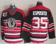 Wholesale Cheap Blackhawks #35 Tony Esposito Red/Black 75TH CCM Stitched NHL Jersey