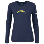Wholesale Cheap Women's Nike Los Angeles Chargers Of The City Long Sleeve Tri-Blend NFL T-Shirt Dark Blue