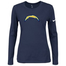 Wholesale Cheap Women\'s Nike Los Angeles Chargers Of The City Long Sleeve Tri-Blend NFL T-Shirt Dark Blue