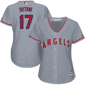 Wholesale Cheap Angels #17 Shohei Ohtani Grey Road Women\'s Stitched MLB Jersey