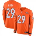 Wholesale Cheap Nike Broncos #29 Bradley Roby Orange Team Color Men's Stitched NFL Limited Therma Long Sleeve Jersey