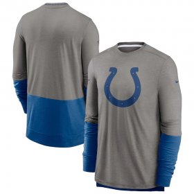 Wholesale Cheap Indianapolis Colts Nike Sideline Player Performance Long Sleeve T-Shirt Heathered Gray Royal