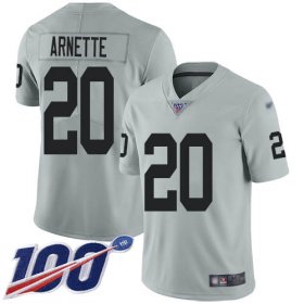 Wholesale Cheap Nike Raiders #20 Damon Arnette Silver Men\'s Stitched NFL Limited Inverted Legend 100th Season Jersey