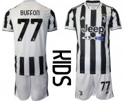 Wholesale Cheap Youth 2021-2022 Club Juventus home white 77 Adidas Soccer Jersey