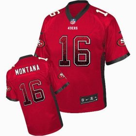 Wholesale Cheap Nike 49ers #16 Joe Montana Red Team Color Men\'s Stitched NFL Elite Drift Fashion Jersey