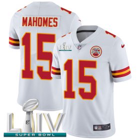 Wholesale Cheap Nike Chiefs #15 Patrick Mahomes White Super Bowl LIV 2020 Men\'s Stitched NFL Vapor Untouchable Limited Jersey