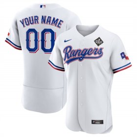 Men\'s Texas Rangers Active Player Custom White 2023 World Series Flex Base Stitched Baseball Jersey