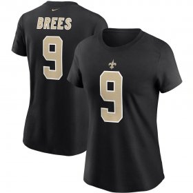 Wholesale Cheap New Orleans Saints #9 Drew Brees Nike Women\'s Team Player Name & Number T-Shirt Black