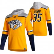 Wholesale Cheap Nashville Predators #35 Pekka Rinne Adidas Reverse Retro Pullover Hoodie Gold