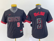 Wholesale Cheap Youth Cincinnati Reds #9 Matt McLain Number Black 2023 City Connect Cool Base Stitched Jersey