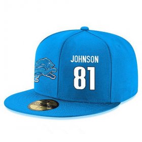 Wholesale Cheap Detroit Lions #81 Calvin Johnson Snapback Cap NFL Player Light Blue with White Number Stitched Hat