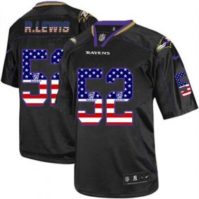 Wholesale Cheap Nike Ravens #52 Ray Lewis Black Men\'s Stitched NFL Elite USA Flag Fashion Jersey